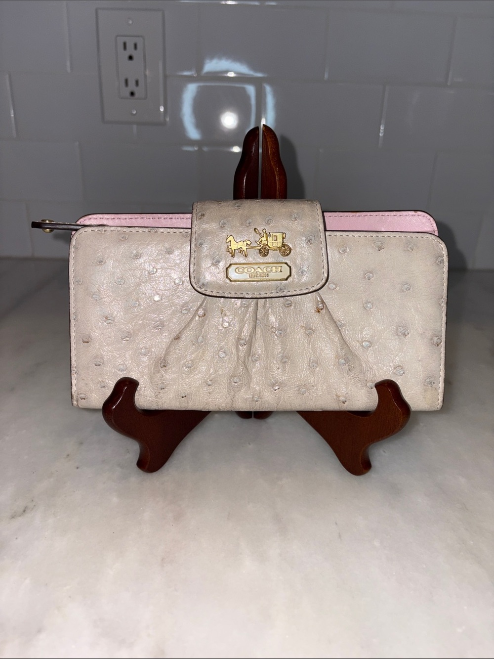 Coach Vintage Ostrich Leather Textured Italian Wallet